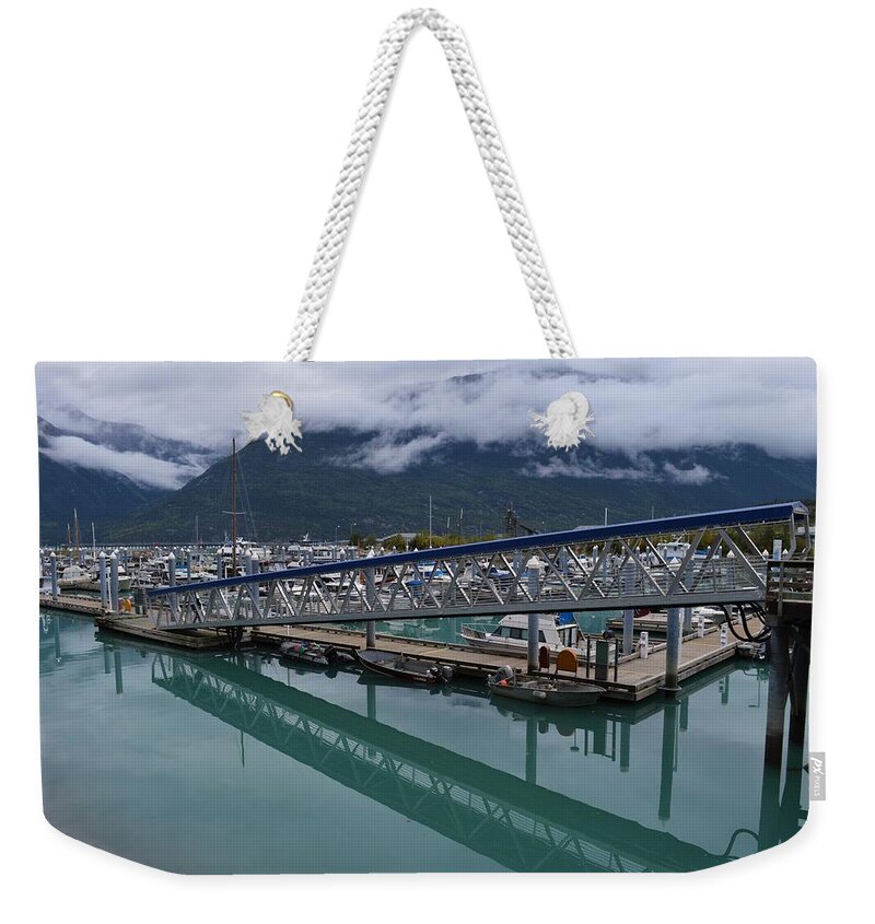 Marina Weekender Tote Bag featuring the photograph Skagway Marina by Cheryl Hoyle