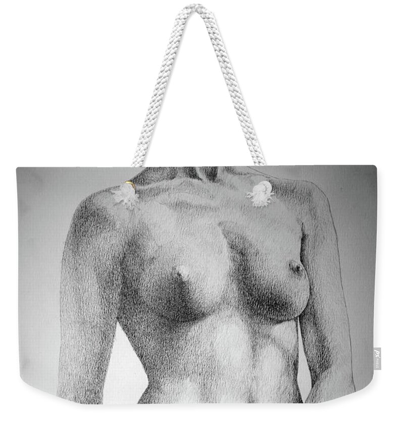 Art Weekender Tote Bag featuring the drawing SketchBook Page 35 The Female Pencil Drawing by Dimitar Hristov
