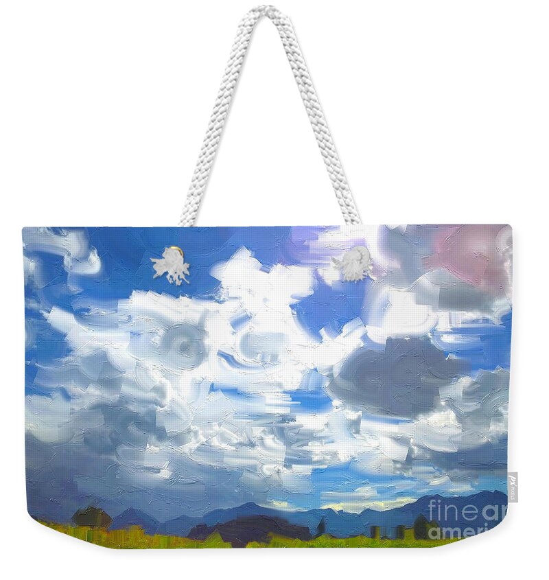 Painting Weekender Tote Bag featuring the painting Sky by Angie Braun