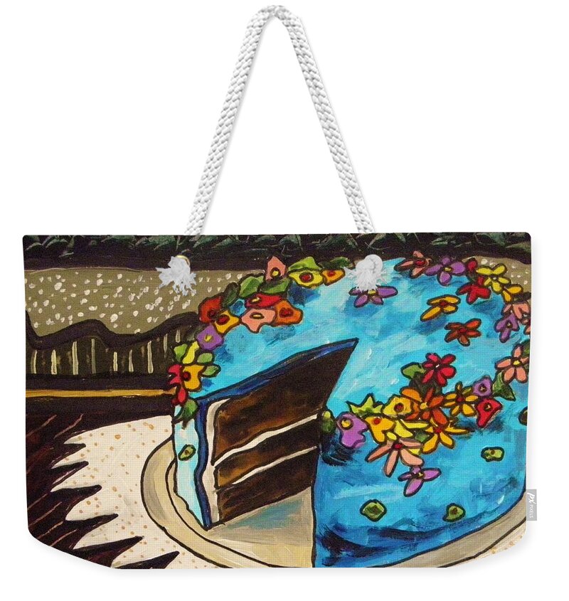 Sky Blue Cake Weekender Tote Bag featuring the painting Sky Blue Cake by John Williams