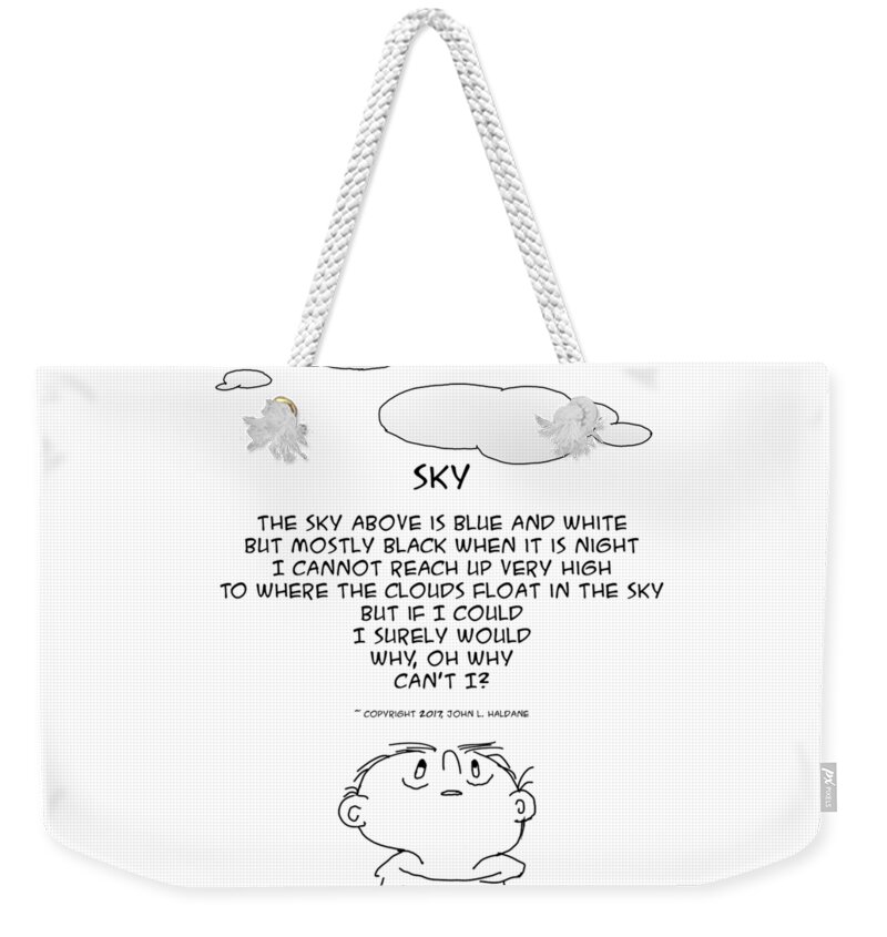 Sky Weekender Tote Bag featuring the drawing Sky by John Haldane