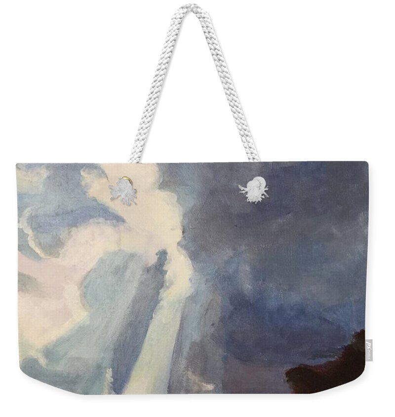 Landscape Weekender Tote Bag featuring the painting Sky Portal I by Carol Oufnac Mahan