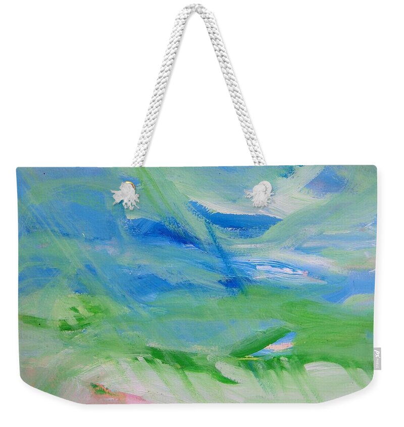 Abstract Weekender Tote Bag featuring the painting Skyland by Judith Redman
