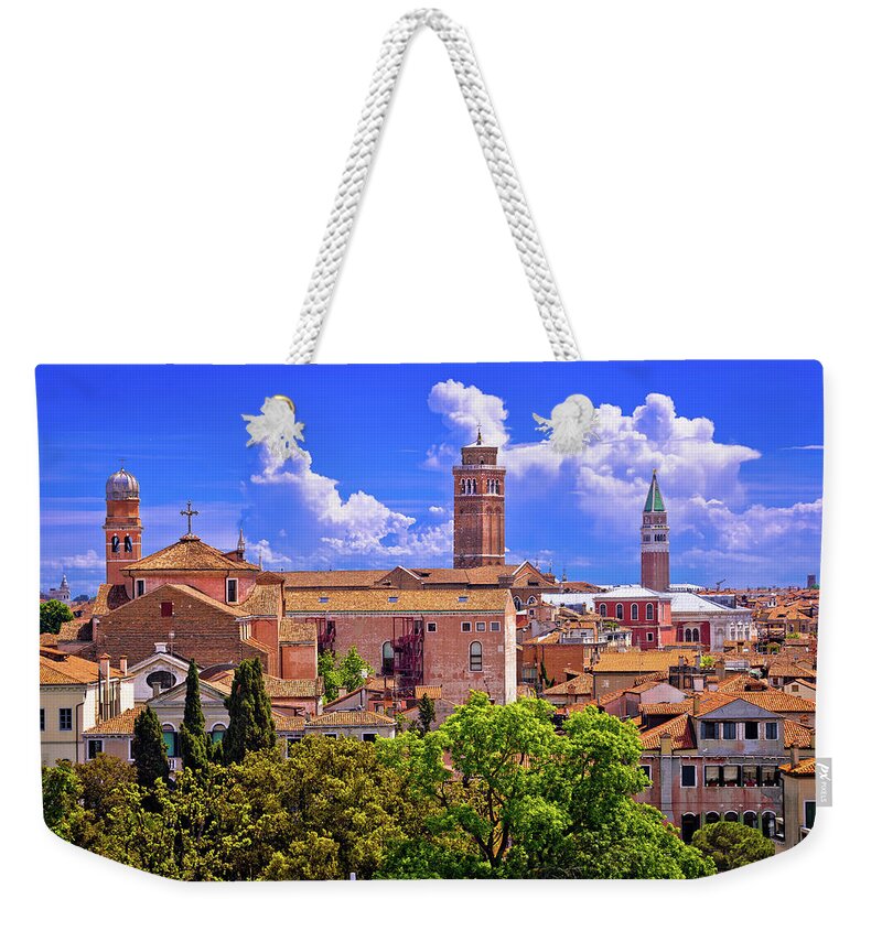 Venice Weekender Tote Bag featuring the photograph Skyline and rooftops of Venice by Brch Photography