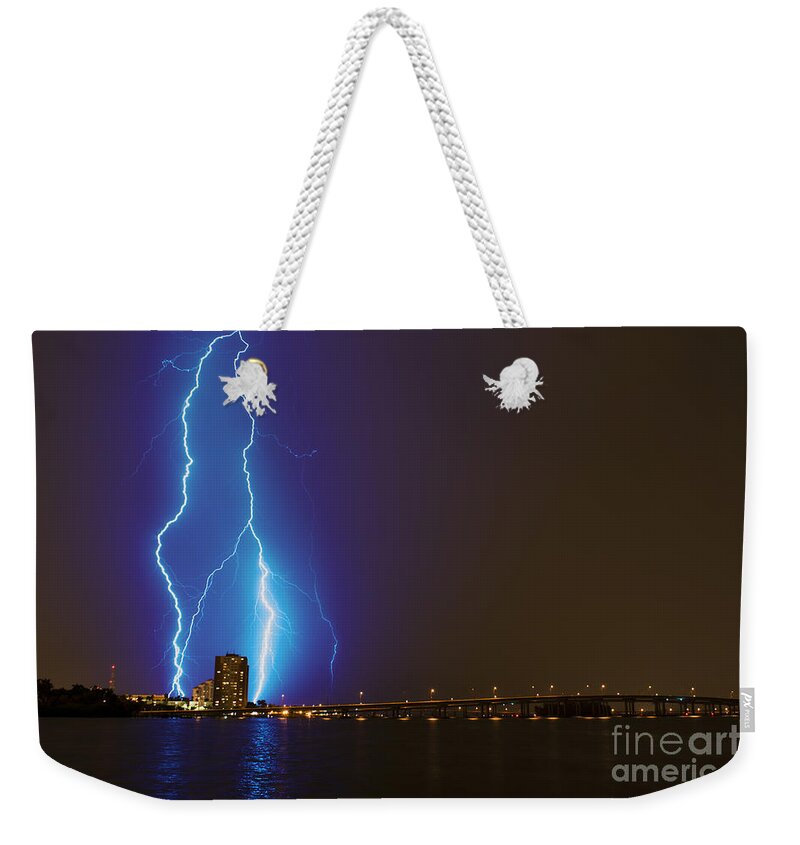 Lightning Weekender Tote Bag featuring the photograph Sky's The Limit by Quinn Sedam