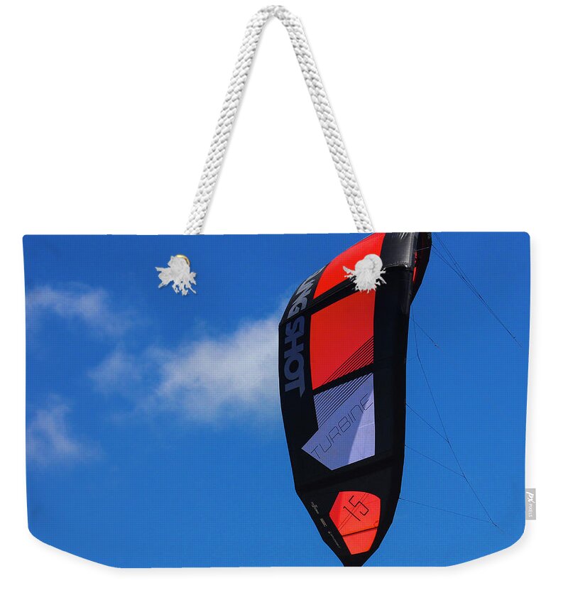 Photo For Sale Weekender Tote Bag featuring the photograph Skyway Kite 3 by Robert Wilder Jr