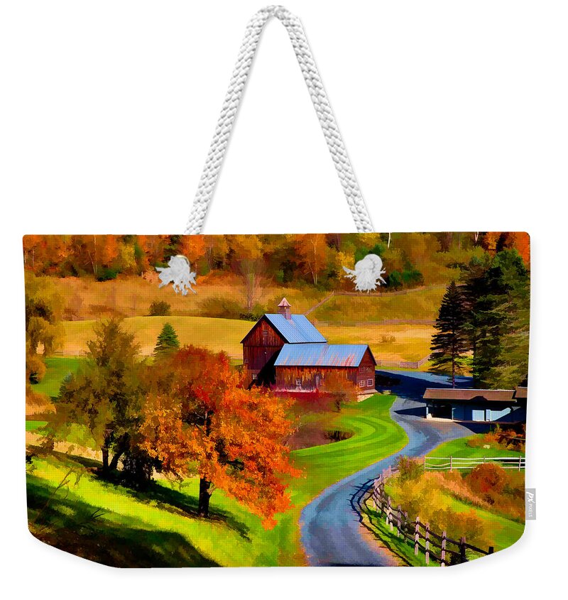 Sleepy Hollow Farm Weekender Tote Bag featuring the photograph Digital painting of Sleepy Hollow Farm by Jeff Folger