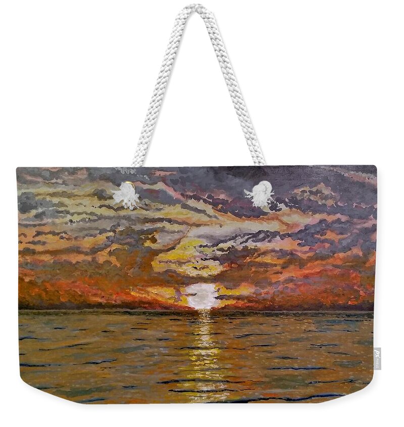 Landscape Weekender Tote Bag featuring the painting Sleepy Hollow Sunset by Joel Tesch