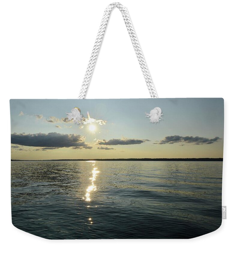 Abstract Weekender Tote Bag featuring the digital art Slight Swells At Sunset Two by Lyle Crump