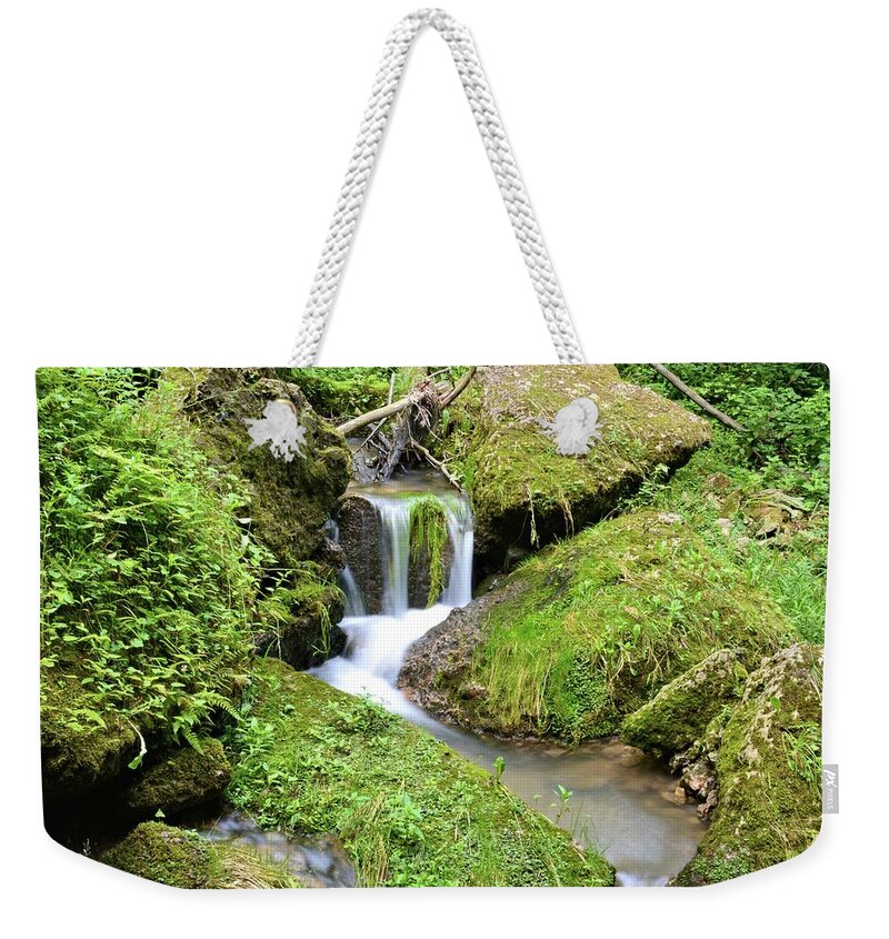 Mossy Weekender Tote Bag featuring the photograph Slippery Slopes by Bonfire Photography