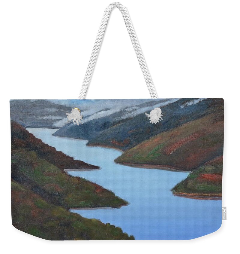 Water Weekender Tote Bag featuring the painting Sliver Of Crystal Springs by Gary Coleman