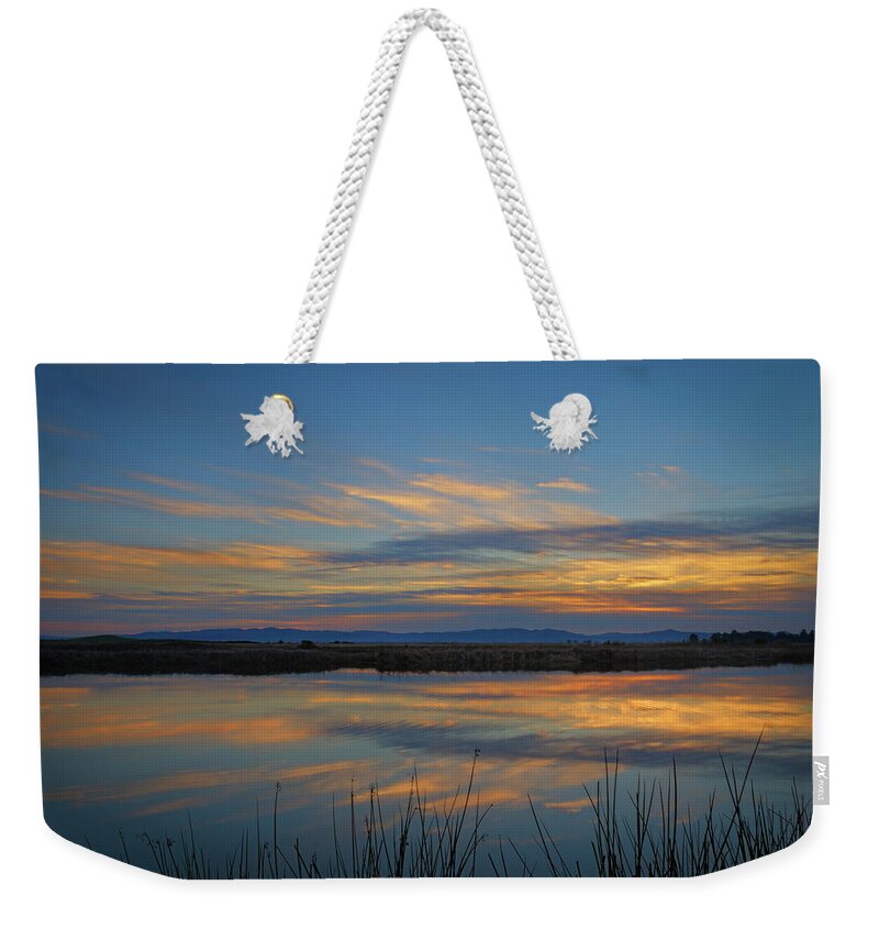 Hill Slough Weekender Tote Bag featuring the photograph Slough Sunset by Bruce Bottomley