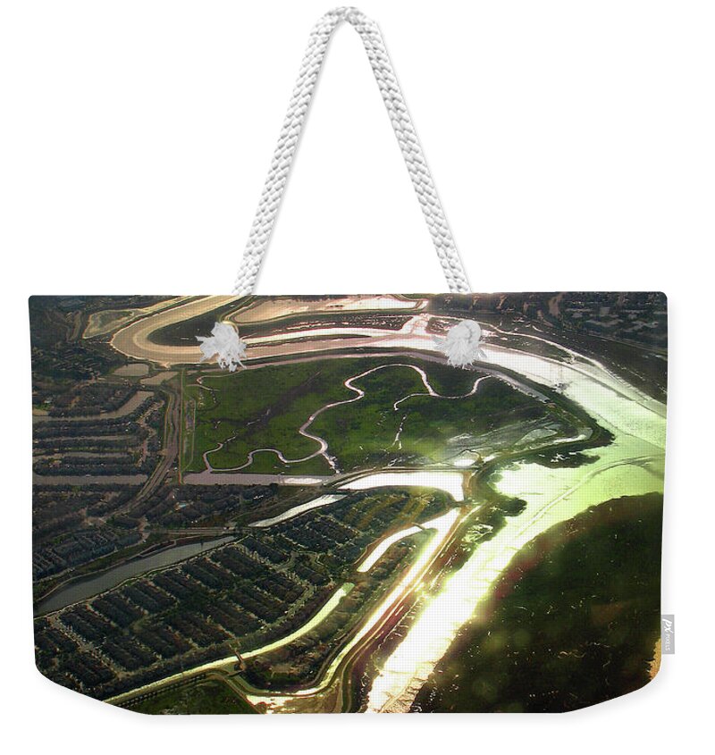 Estuary Weekender Tote Bag featuring the photograph Sloughs and Wetlands overSan Francisco bay area, California by Wernher Krutein