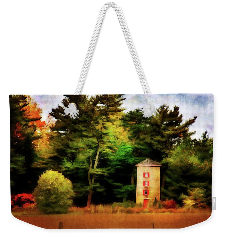 Autumn Weekender Tote Bag featuring the digital art Small Autumn Silo by JGracey Stinson
