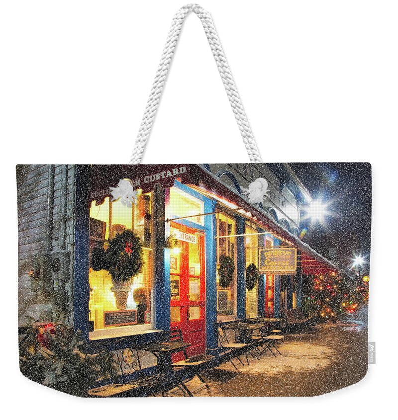 Chagrin Falls Weekender Tote Bag featuring the photograph Small Town On A Winters Night by Jackie Sajewski