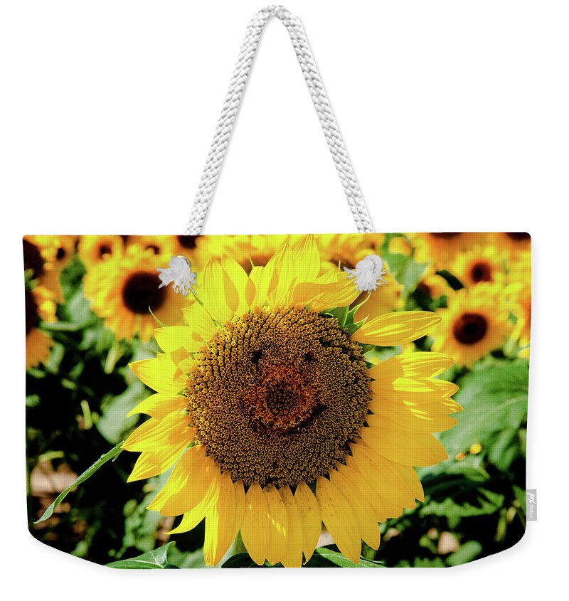 Farm Weekender Tote Bag featuring the photograph Smile by Greg Fortier