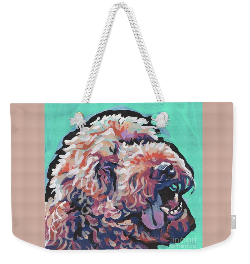 Labradoodle Weekender Tote Bag featuring the painting Smiley Face by Lea