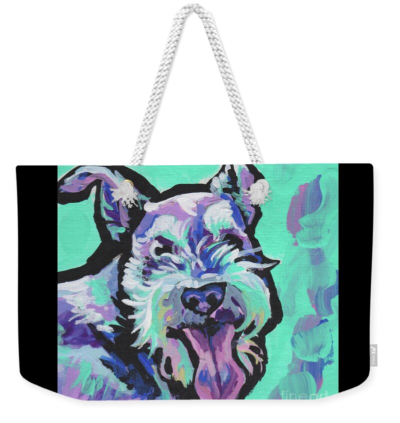 Schnauzer Dog Weekender Tote Bag featuring the painting Smiley Schnauz by Lea
