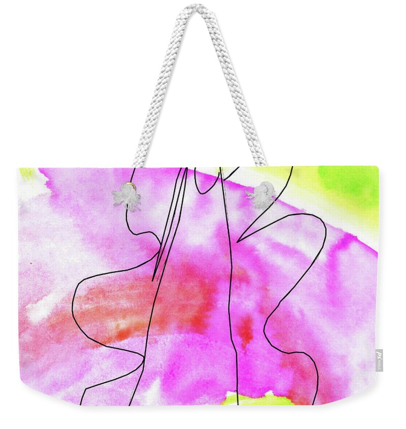 Tj Weekender Tote Bag featuring the mixed media Smiling Angel by Nikolyn McDonald
