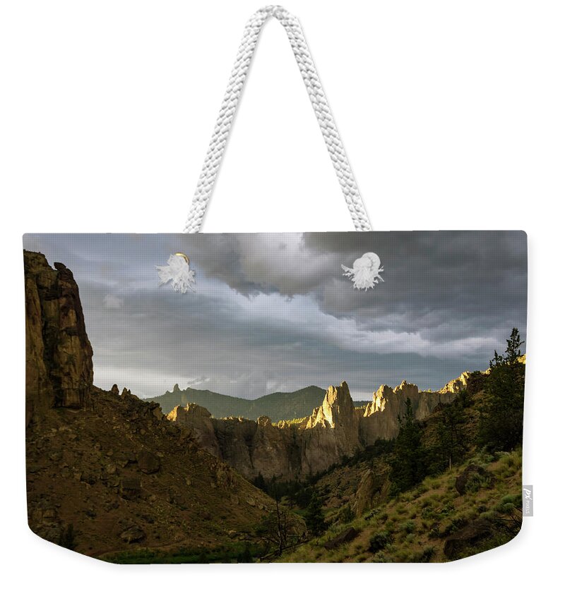 Clouds Weekender Tote Bag featuring the photograph Smith Rock Sky by Steven Clark