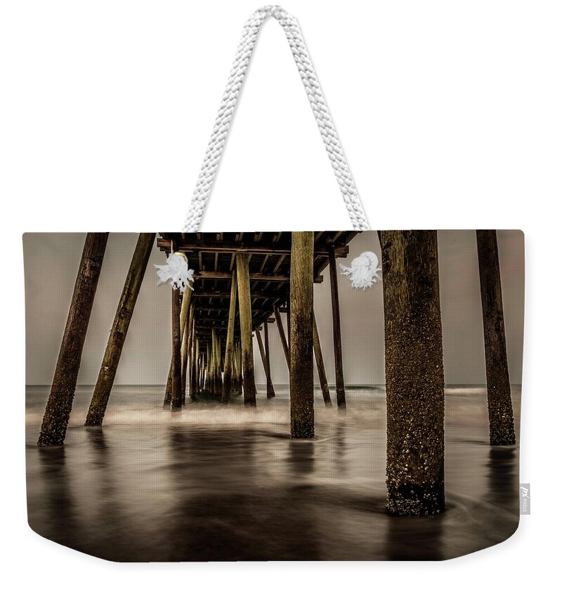 Smokey Weekender Tote Bag featuring the photograph Smokey Pier Dream by Larkin's Balcony Photography
