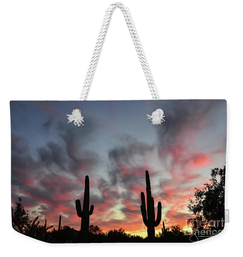 Sunset Weekender Tote Bag featuring the photograph Smokin Sunset by Joanne West