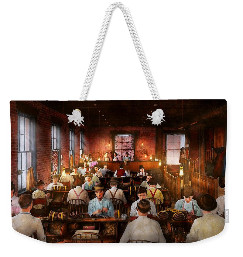 Cigar Weekender Tote Bag featuring the photograph Smoking - Cigar - Hand rolled cigars 1909 by Mike Savad
