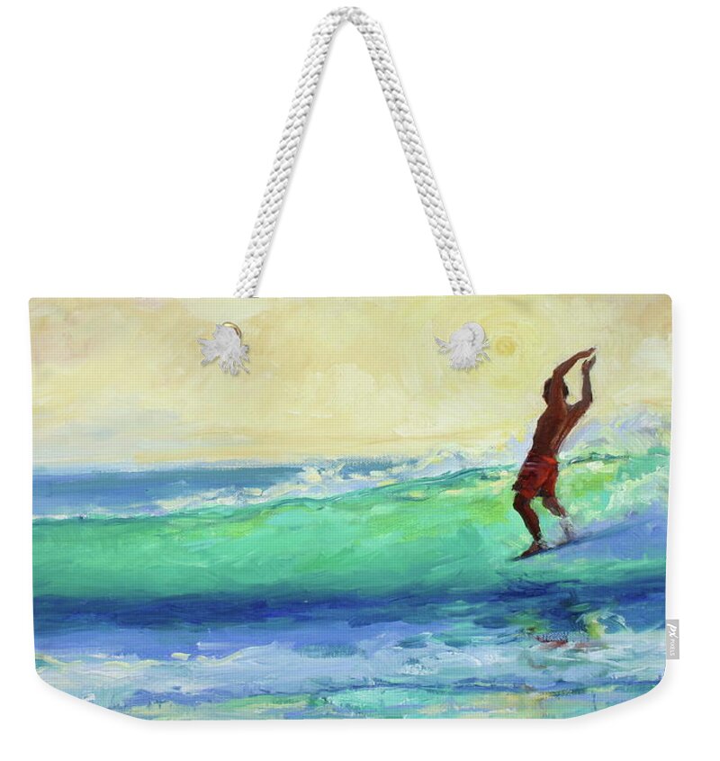 Surfer Weekender Tote Bag featuring the painting Smooth Glide by Jenifer Prince