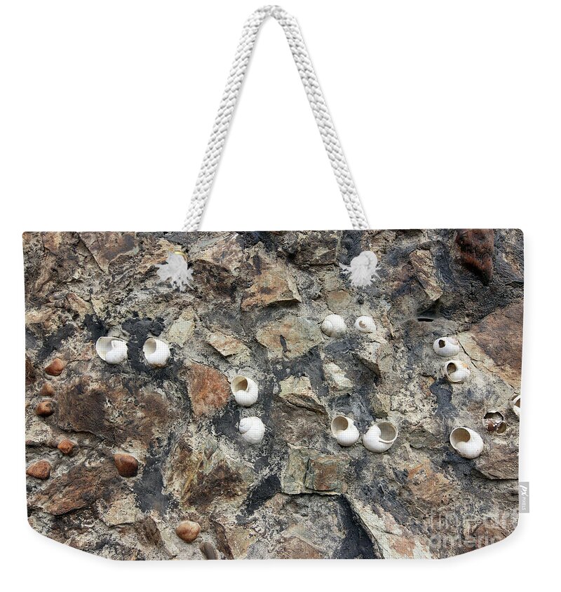 Abstract Weekender Tote Bag featuring the photograph Snail shells in the wall by Michal Boubin