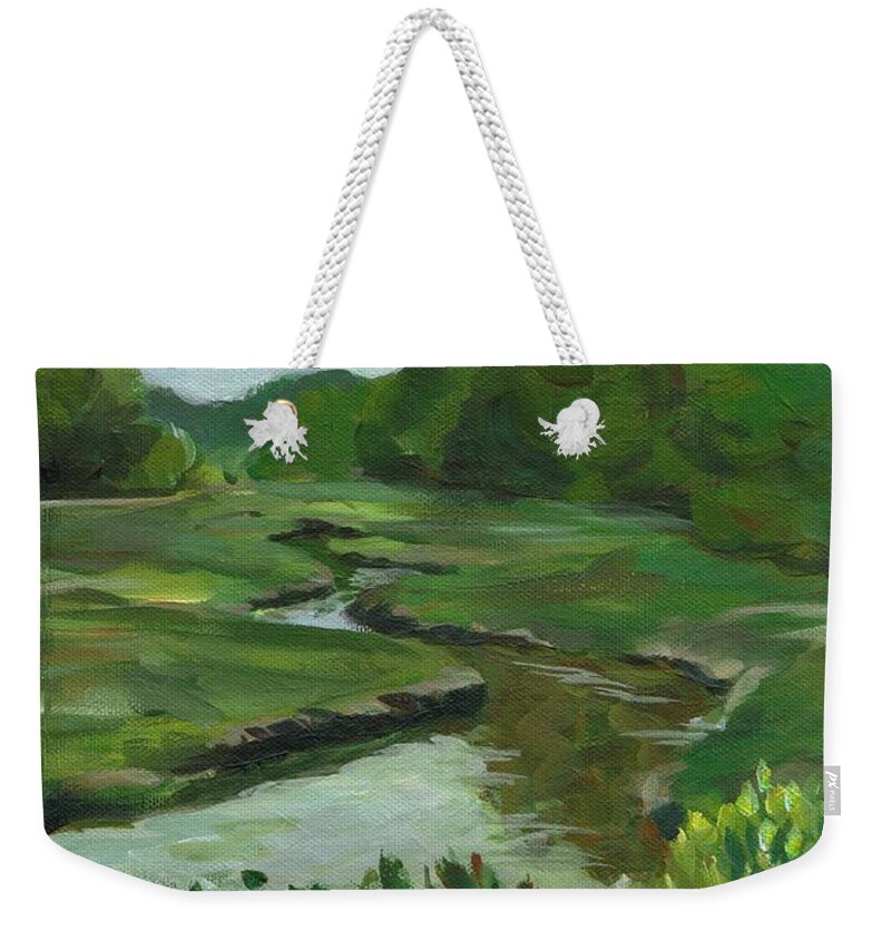 Painting Weekender Tote Bag featuring the painting Snake Like Creek I ME by Claire Gagnon