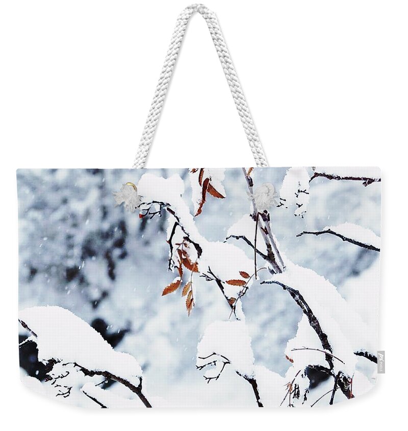 Flower Weekender Tote Bag featuring the photograph Snow by Cesar Vieira
