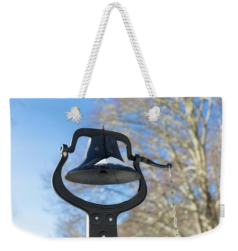 Bell Weekender Tote Bag featuring the photograph Snow Covered Bell by D K Wall