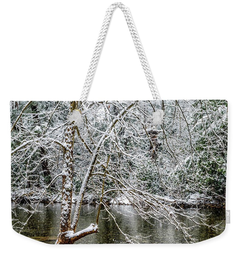 Cranberry River Weekender Tote Bag featuring the photograph Snow Cranberry River by Thomas R Fletcher