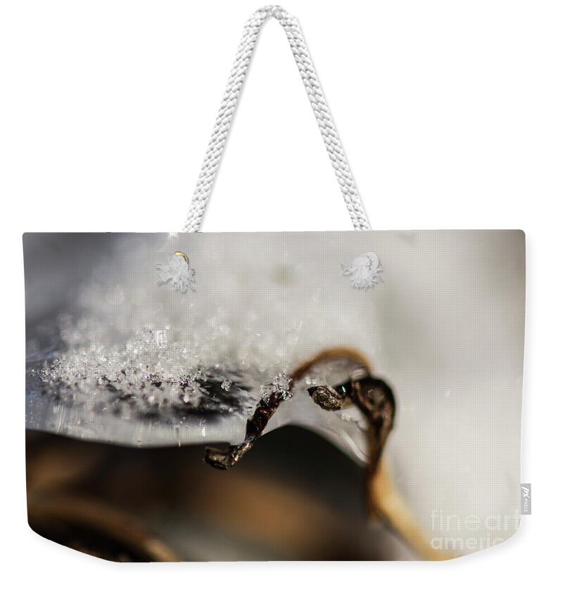 Winter Weekender Tote Bag featuring the photograph Snow Cryrstals by JT Lewis