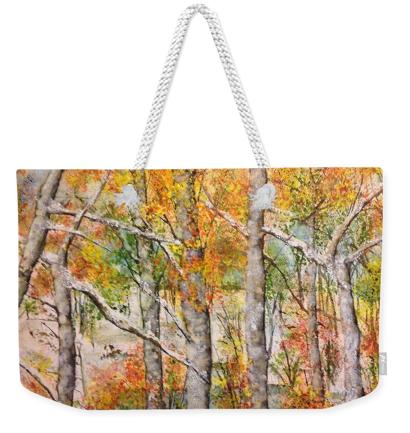 Arizona Weekender Tote Bag featuring the painting Snow-Fall by Cheryl Wallace