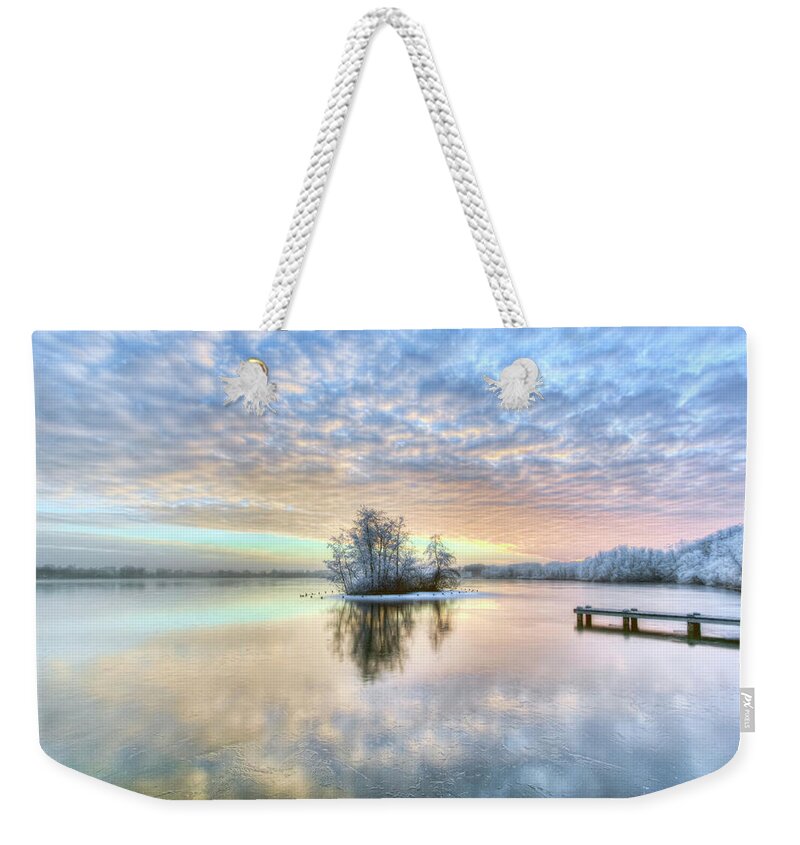 Majestic Weekender Tote Bag featuring the photograph Snow Light by Nadia Sanowar