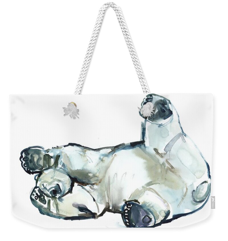 Polar Bear Weekender Tote Bag featuring the painting Snow Rub by Mark Adlington