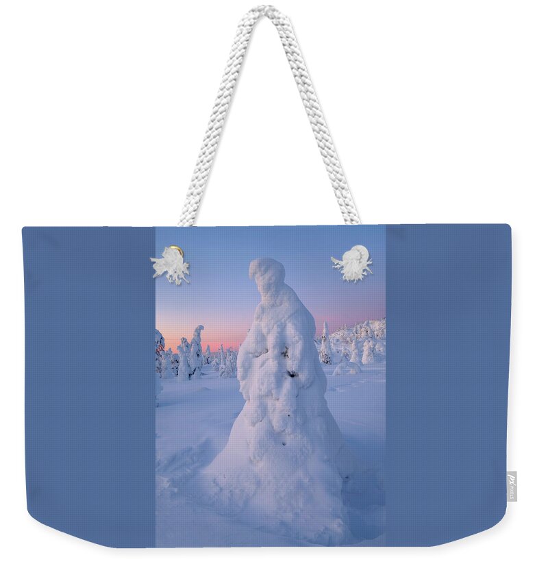 Cold Weekender Tote Bag featuring the photograph Snow Sculpture by Roberta Kayne