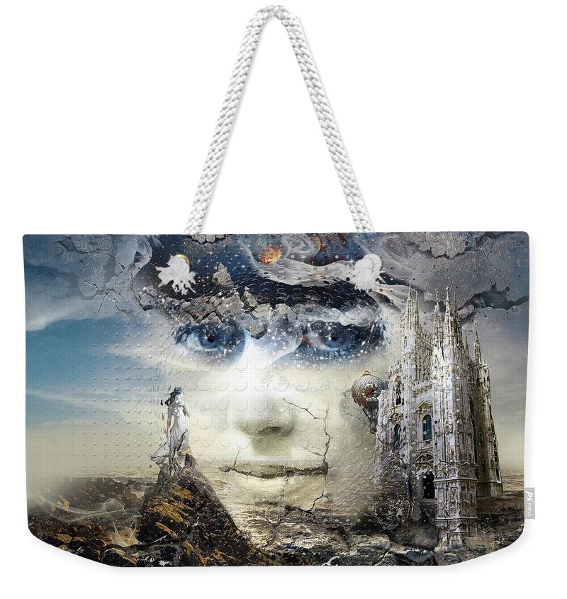 Snowfall Weekender Tote Bag featuring the digital art Snowfall in Parallel Universe or the One That Got Away by George Grie