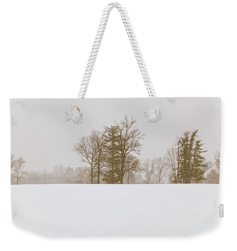 Snowfall Weekender Tote Bag featuring the photograph Snowfall - by Julie Weber