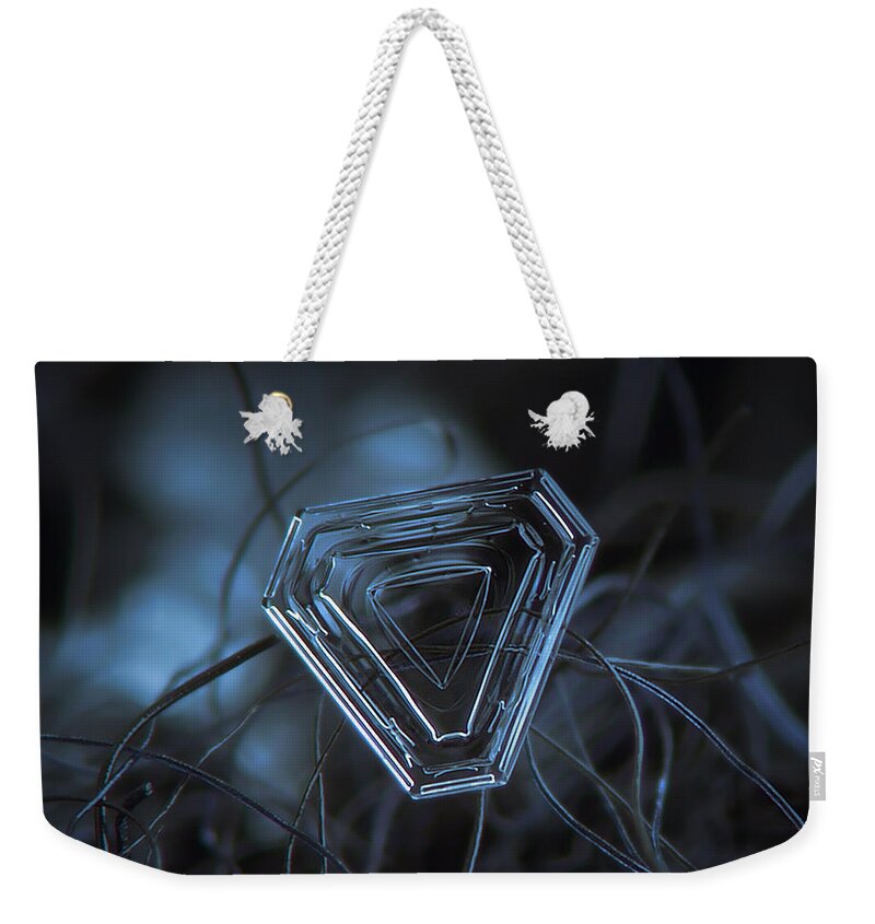 Snowflake Weekender Tote Bag featuring the photograph Snowflake photo - Almost triangle by Alexey Kljatov