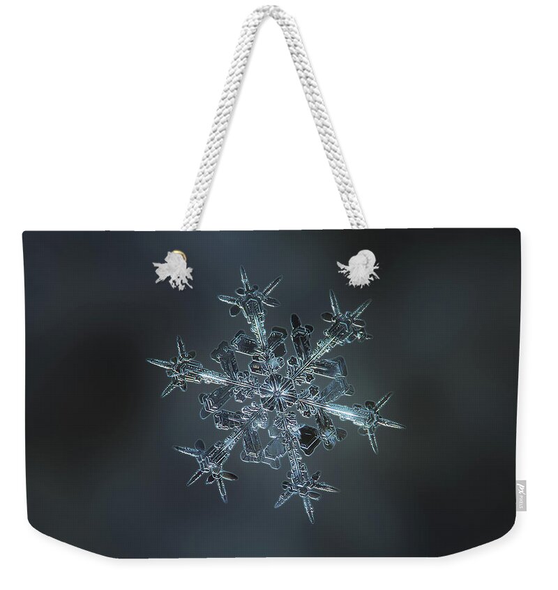 Snowflake Weekender Tote Bag featuring the photograph Snowflake photo - Starlight II by Alexey Kljatov