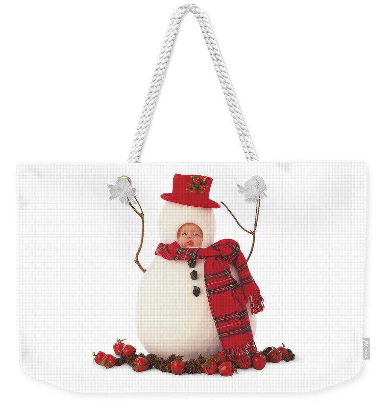 Holiday Weekender Tote Bag featuring the photograph Snowman by Anne Geddes