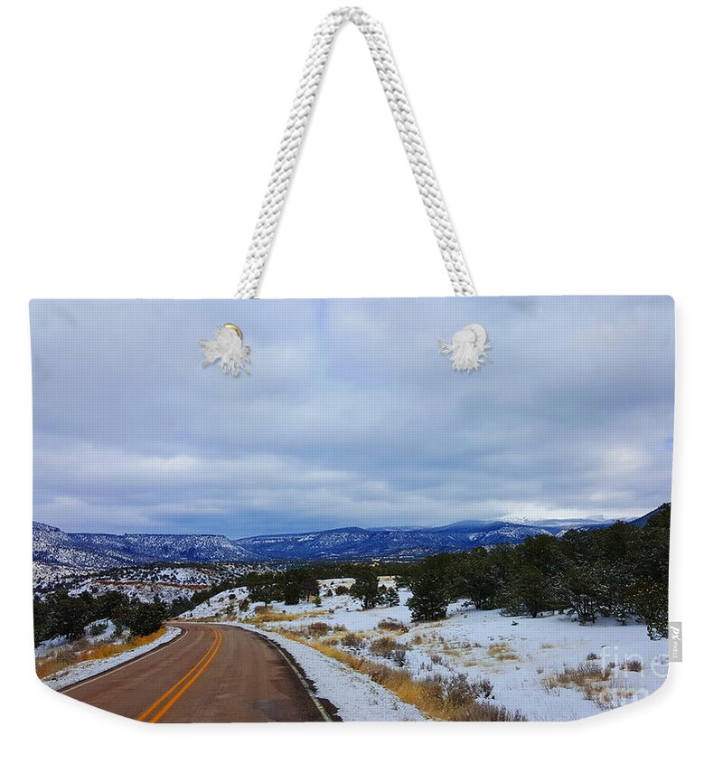 Southwest Landscape Weekender Tote Bag featuring the photograph Snowy hills by Robert WK Clark
