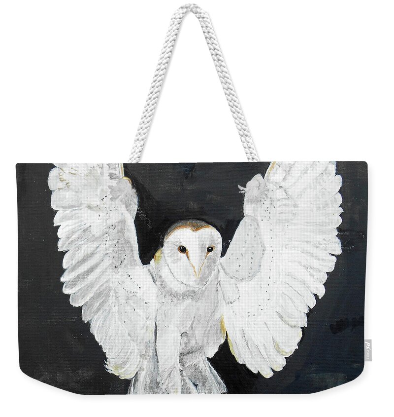 Owl Weekender Tote Bag featuring the painting Snowy Owl by Christine Lathrop