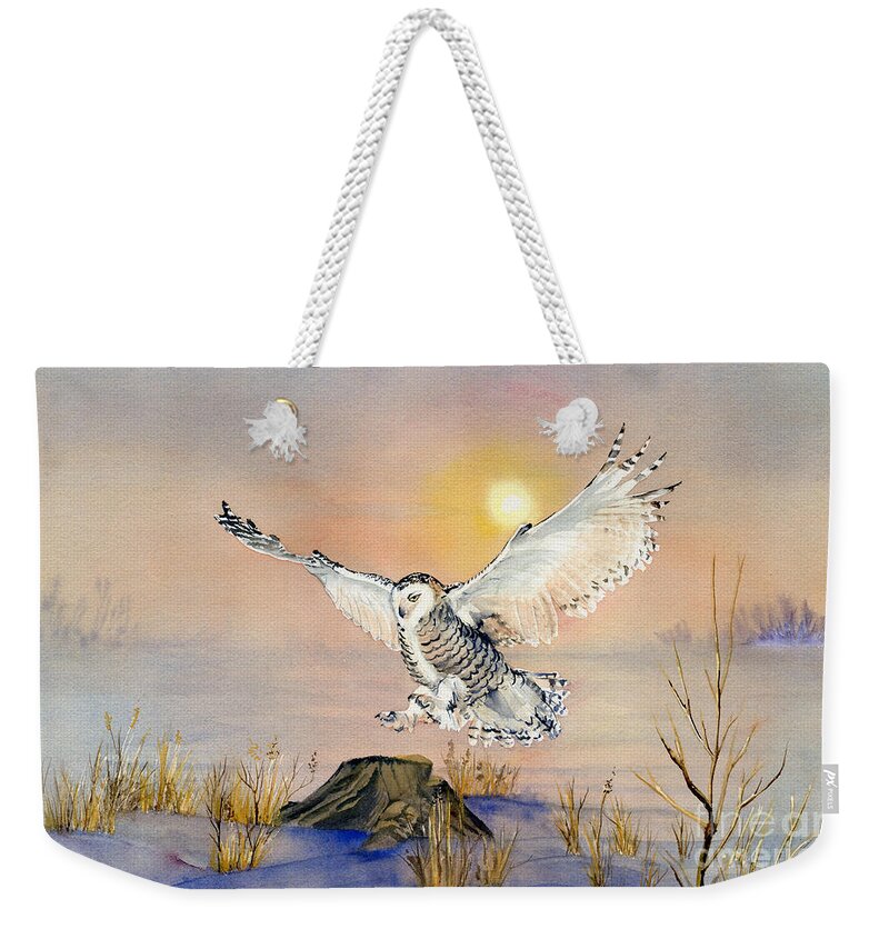 Snowy Owl Weekender Tote Bag featuring the painting Snowy Owl by Melly Terpening