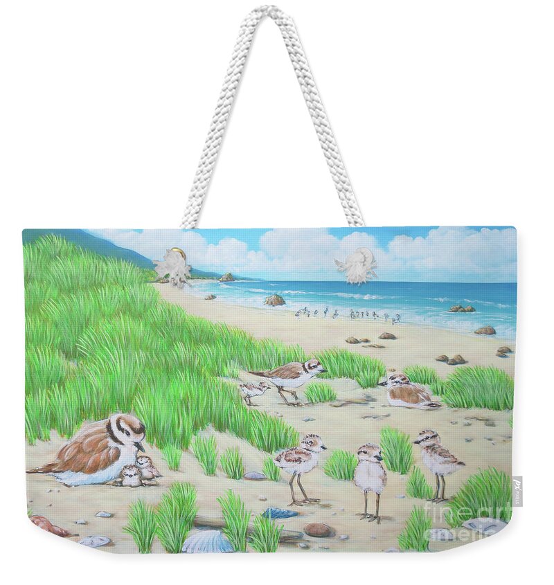  Snowy Plover Weekender Tote Bag featuring the painting Snowy Plover by Elisabeth Sullivan