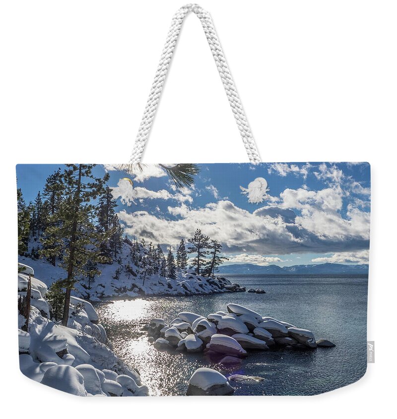 Lake Weekender Tote Bag featuring the photograph Snowy Tahoe by Martin Gollery