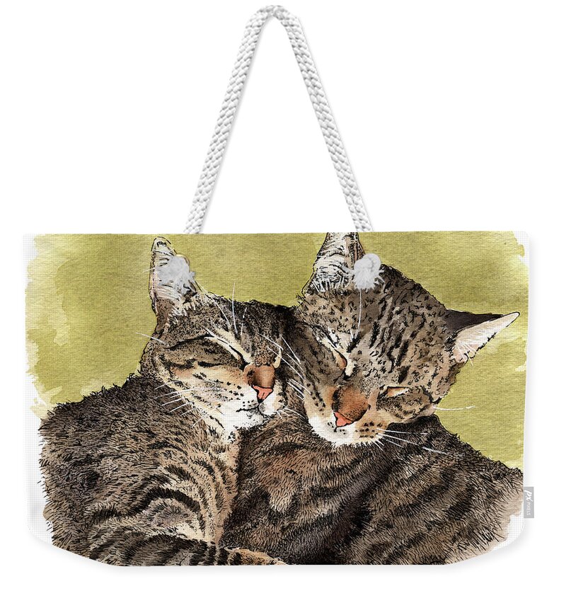 Cats Weekender Tote Bag featuring the painting Snuggle Buddies by Louise Howarth