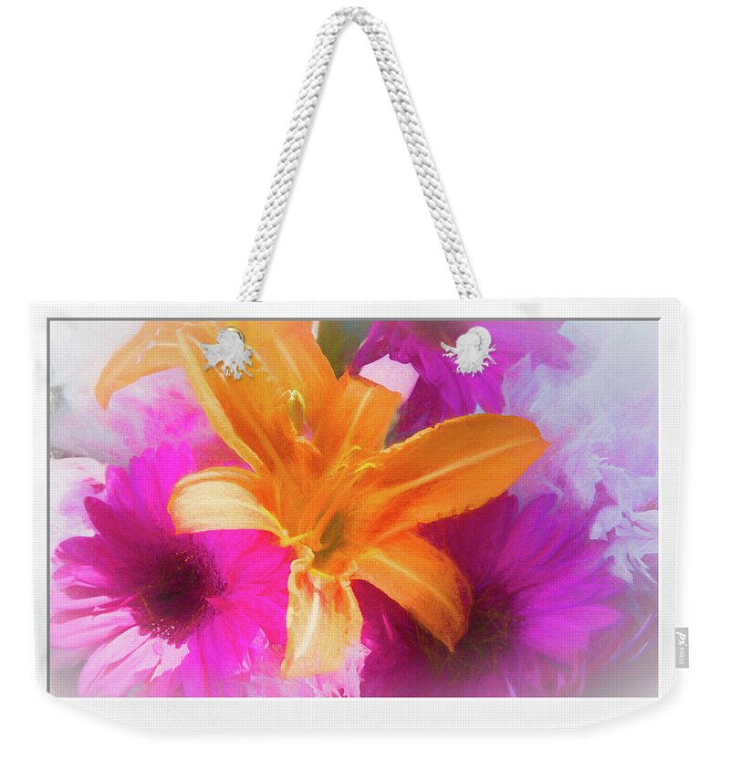 Flower Impressions Weekender Tote Bag featuring the photograph Soft Day Lily by Natalie Rotman Cote